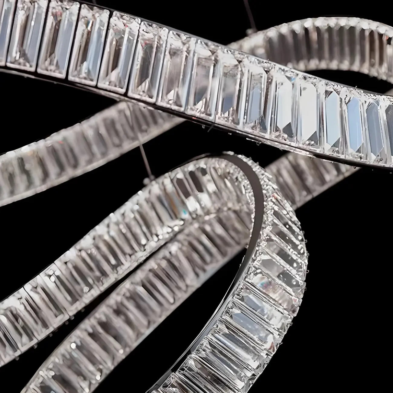 Modern Artistic Spiral Crystal Linear LED Chandelier Dimmable