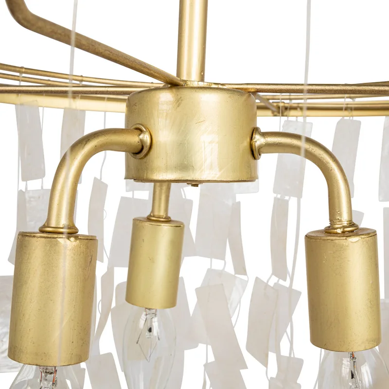 Marina Metal and Natural Capiz Chandelier Style Pendant Ceiling Light