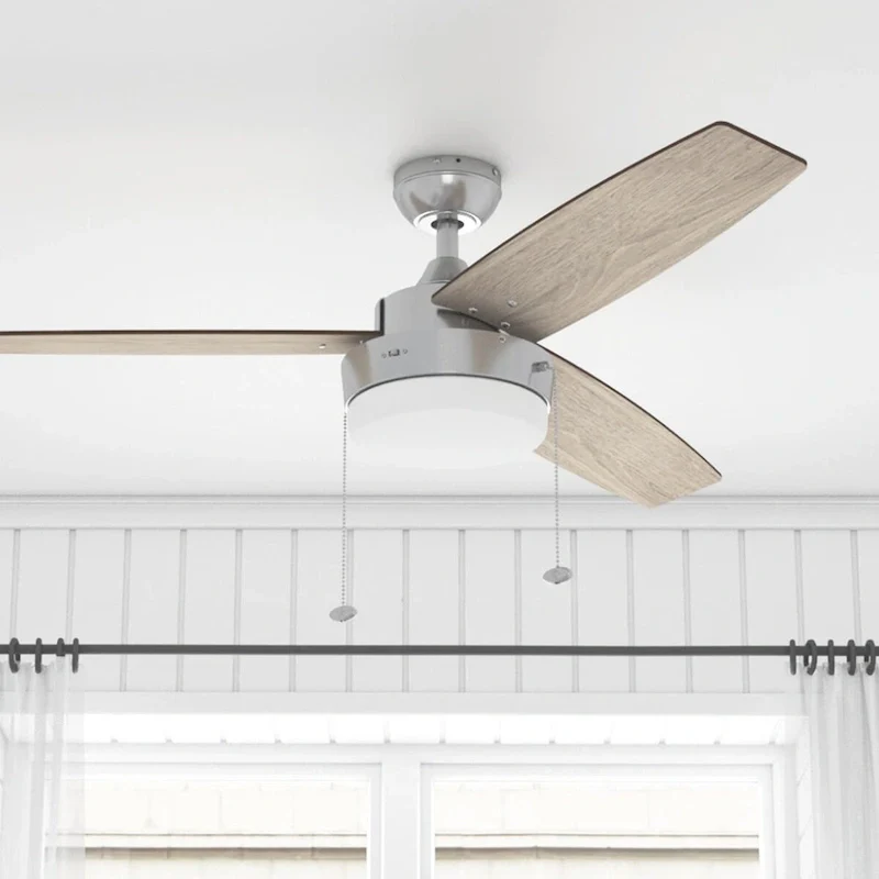 Copper Grove Andreas 52-inch Brushed Nickel LED Ceiling Fan with 3 Barnwood Blades