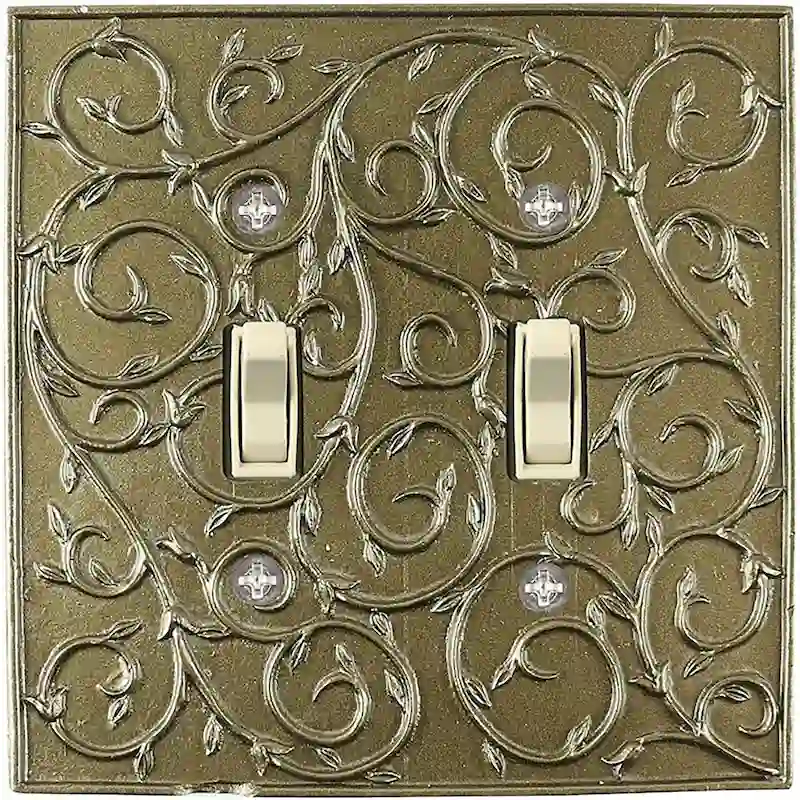 Meriville French Scroll 2 Toggle Wallplate, Double Switch Electrical Cover Plate