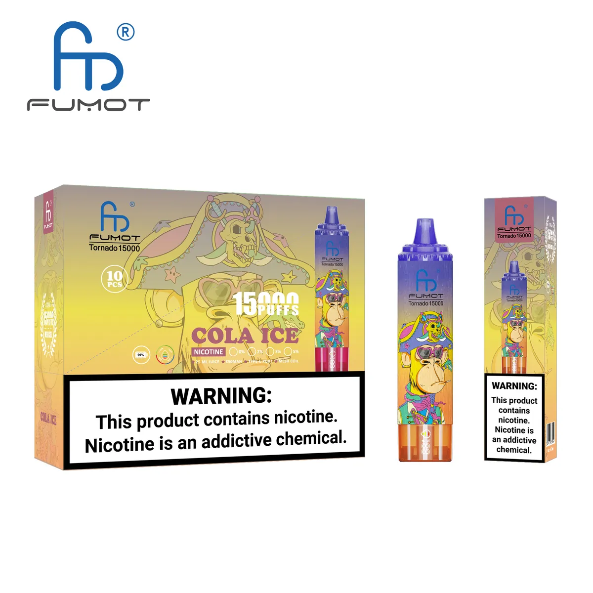 Fumot Tornado 15000 Cola Ice – 10er-Displaybox mit Einweg-Vape und Einzelpackung