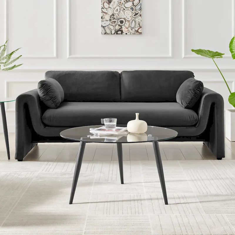 Danya B. Van Beuren Coffee Table with Taper Legs and Glass Tabletop