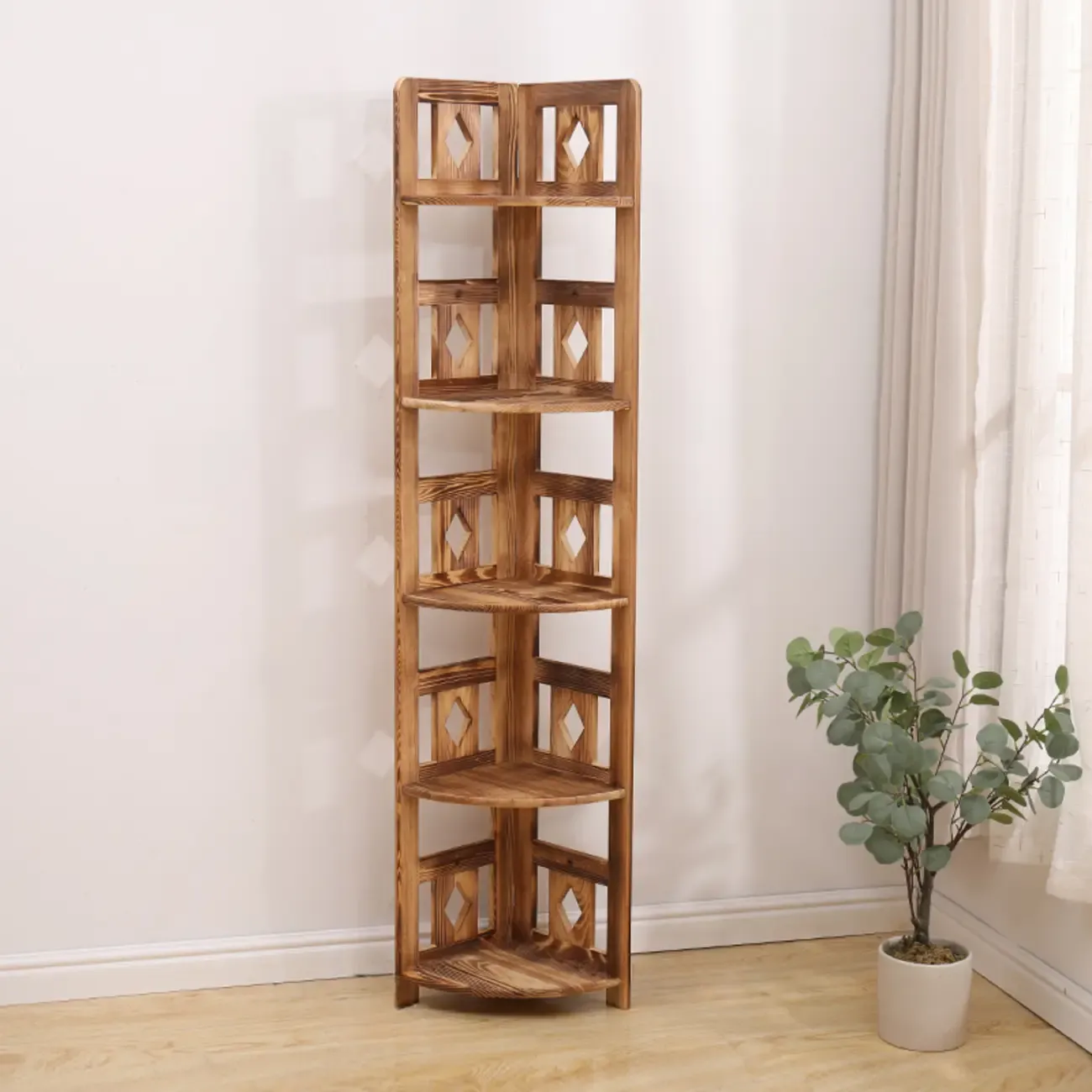 Free Standing Pine Wood Wine Racks with Bar Glass Holder Shelf