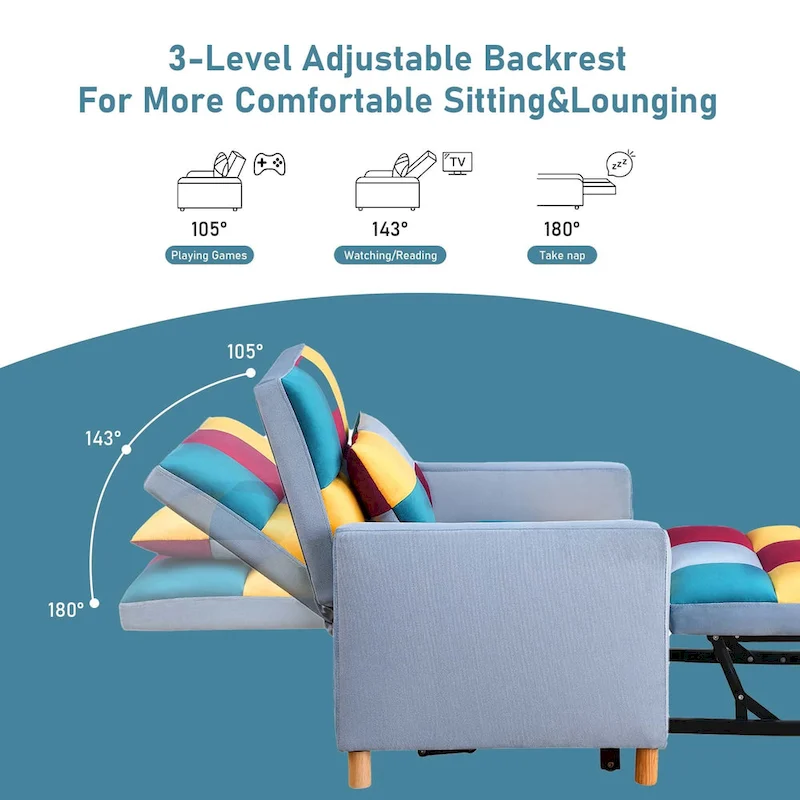 Aukfa Sleeper Chair Bed Convertible Single Sofa Chair with Pillow