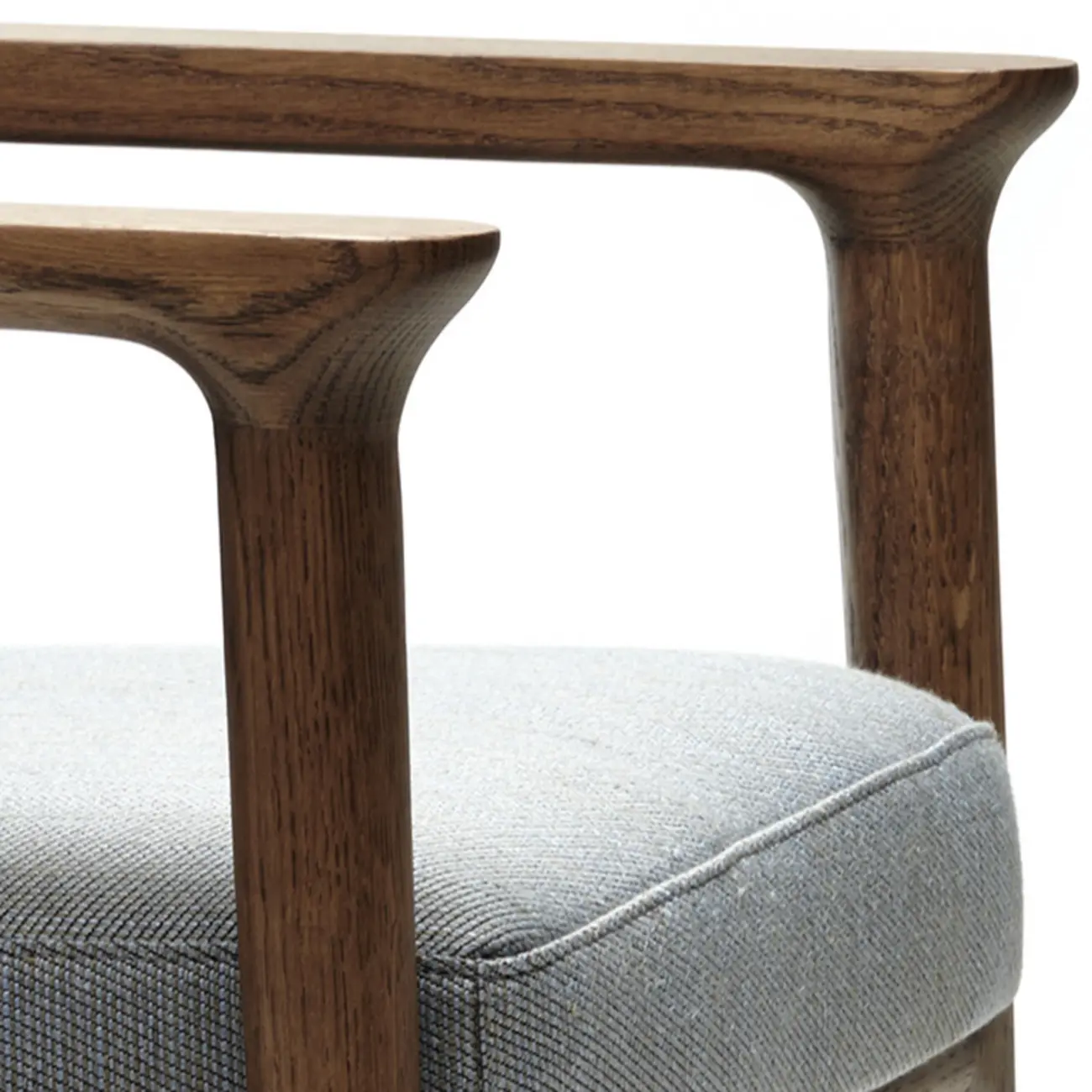 Modern Upholstered Dining Chair Square Shape with Wood Arms