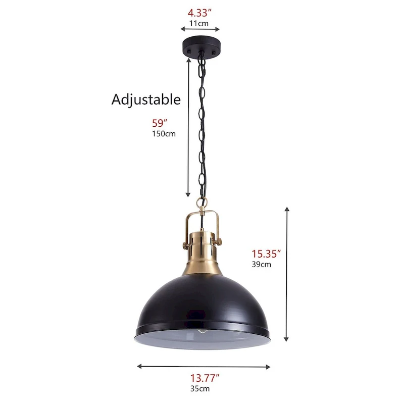 1-Light Bowl Metal Frame Pendant Lighting - 13.8 D4.3 W74.4 H(Adjustable)