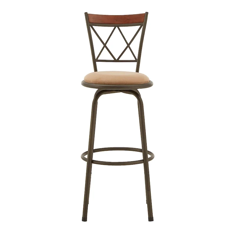 Verona Adjustable Bronze Finish X-Back Metal and Wood Trim 3pc Pack Stools by iNSPIRE Q Classic