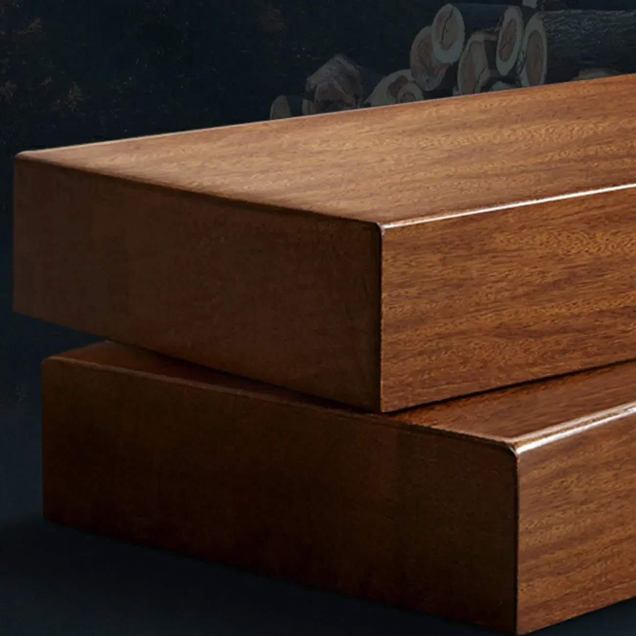 Traditional Nut-Brown 2-Drawer Wood Small Nightstand