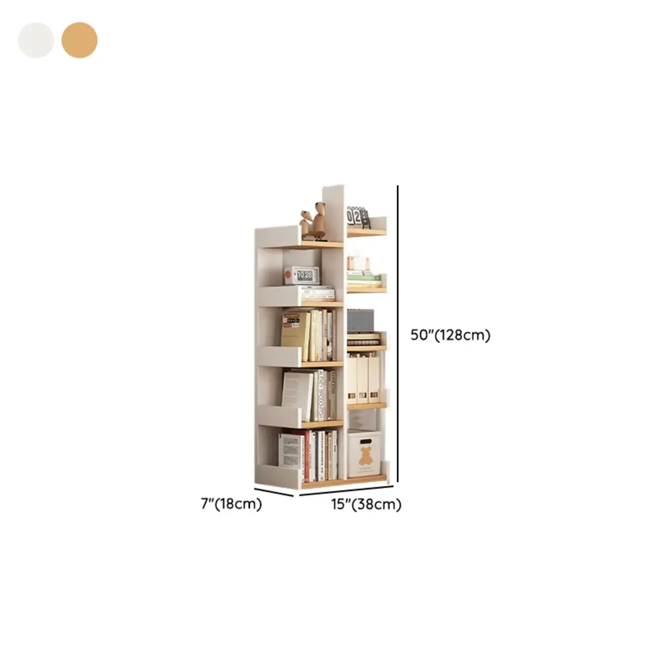 Modern Open Back 9 Shelves White Wooden Bookshelf
