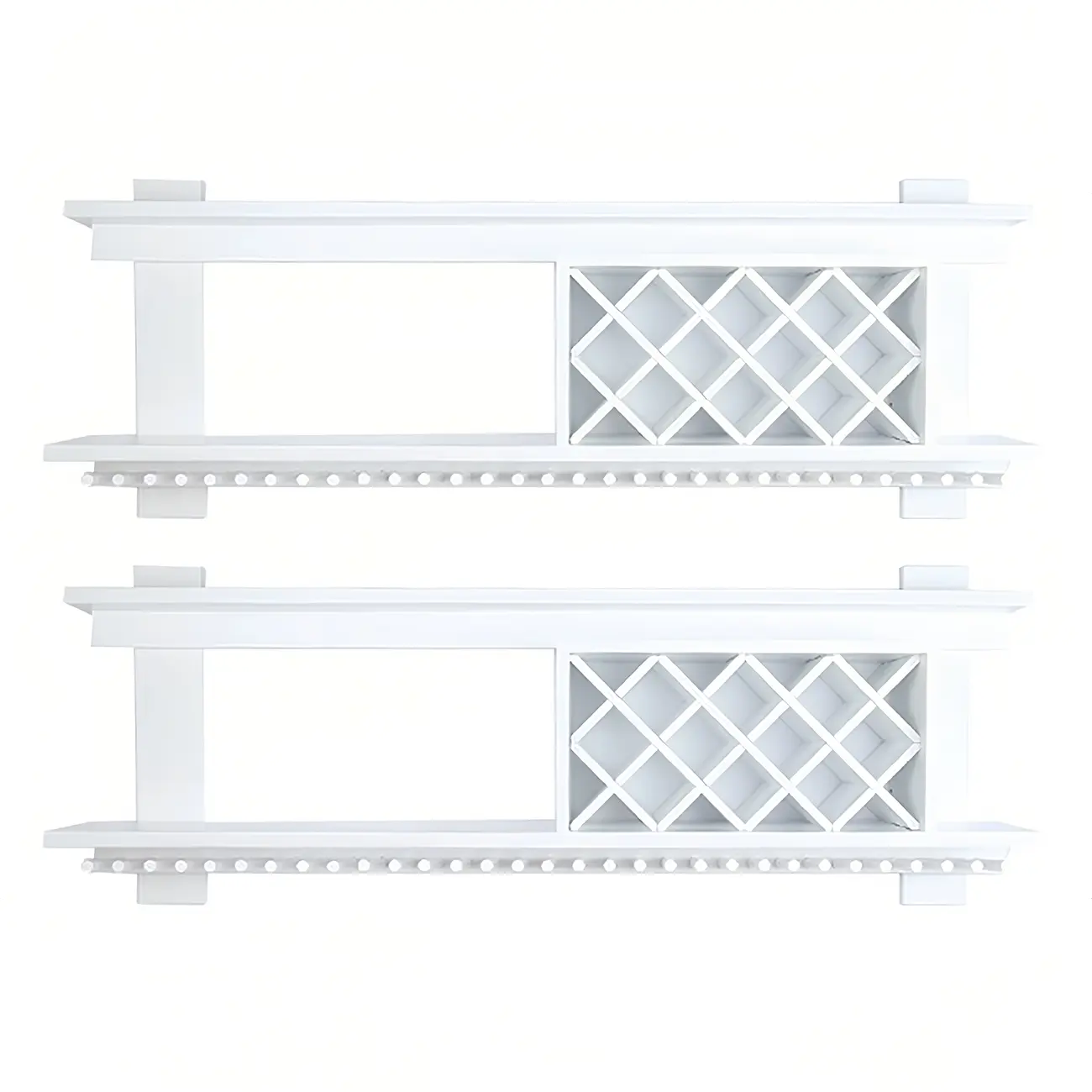 Pine Wooden Wall-Mounted Display Open Wine Bottle & Glass Rack