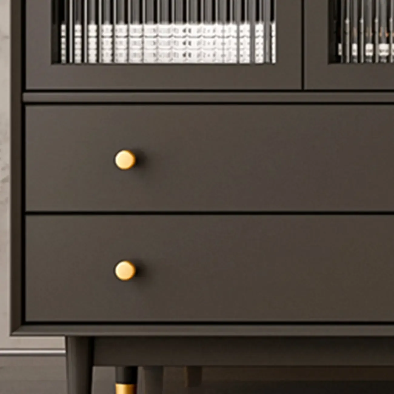 Modern Beige Solid Wood Accent Cabinet with 2 Drawers