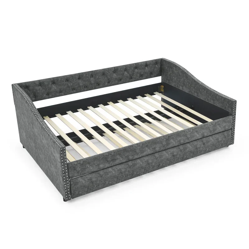Upholstered Tufted Sofa Bed with Trundle
