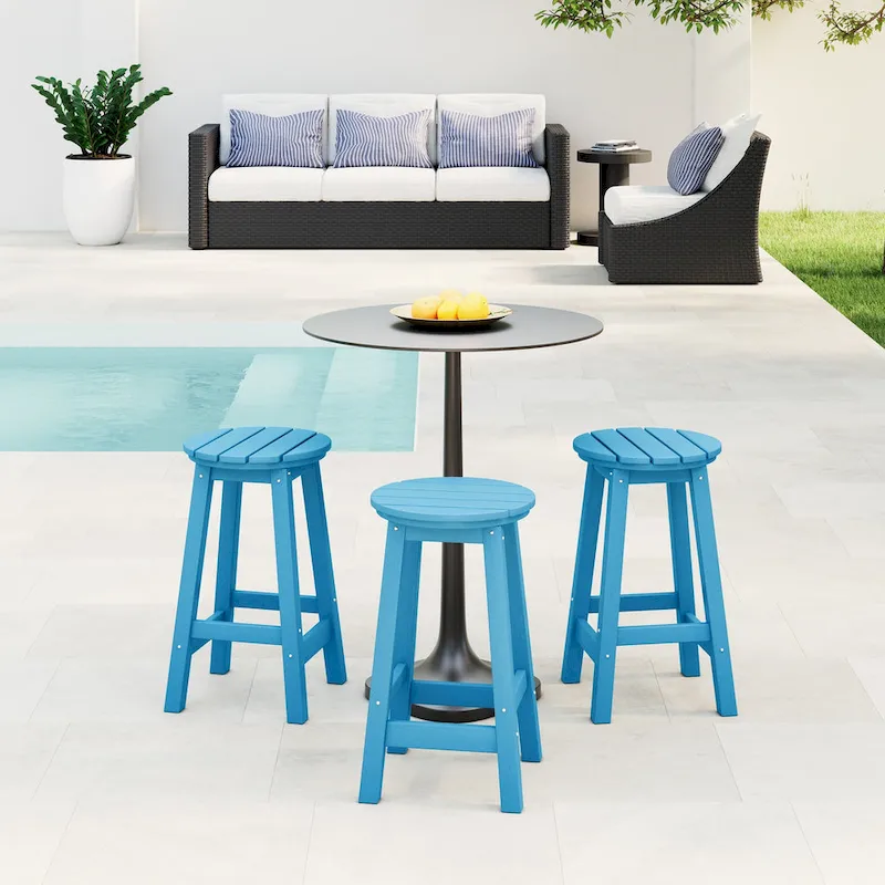 Polytrends Laguna Hdpe All Weather Outdoor Patio 24 Round Counter Stool (Set Of 3)