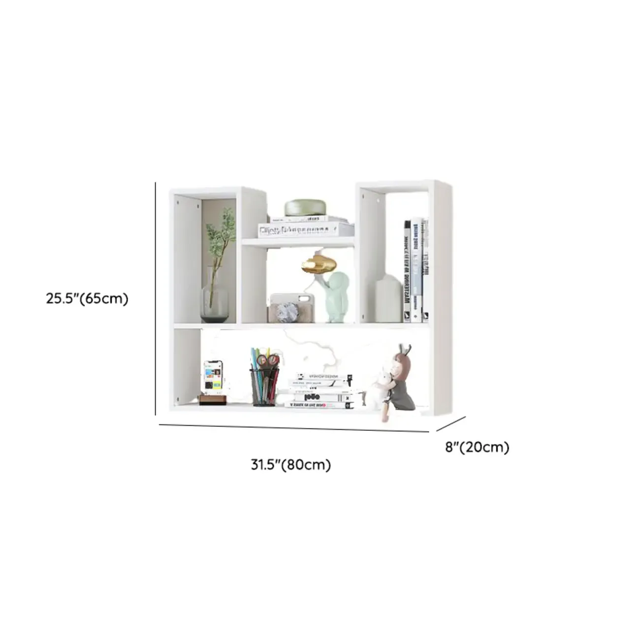 Modern Wooden 3-Tier Open Back Wall-Mounted Bookcase