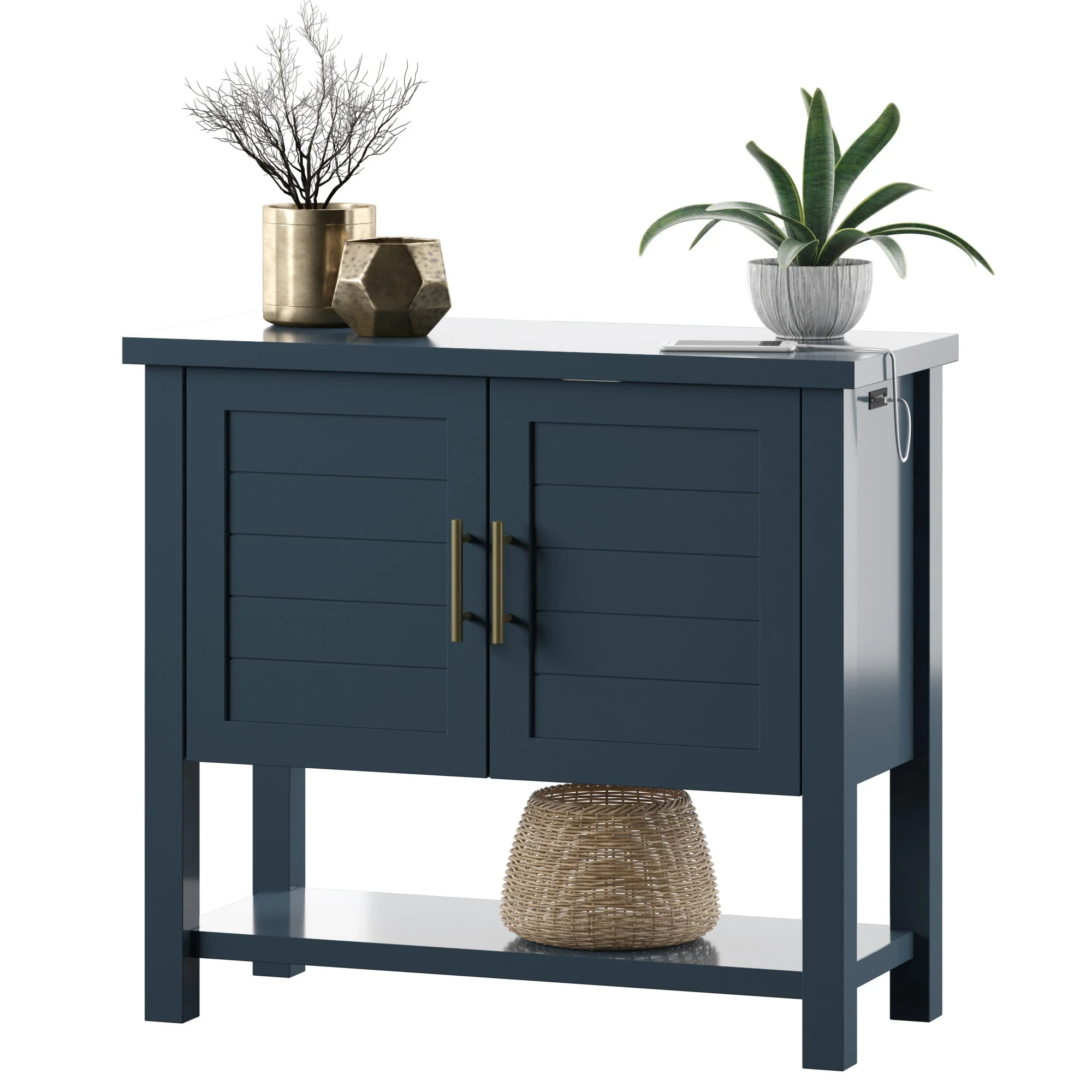 Coastal Paneled Accent Cabinet with Storage