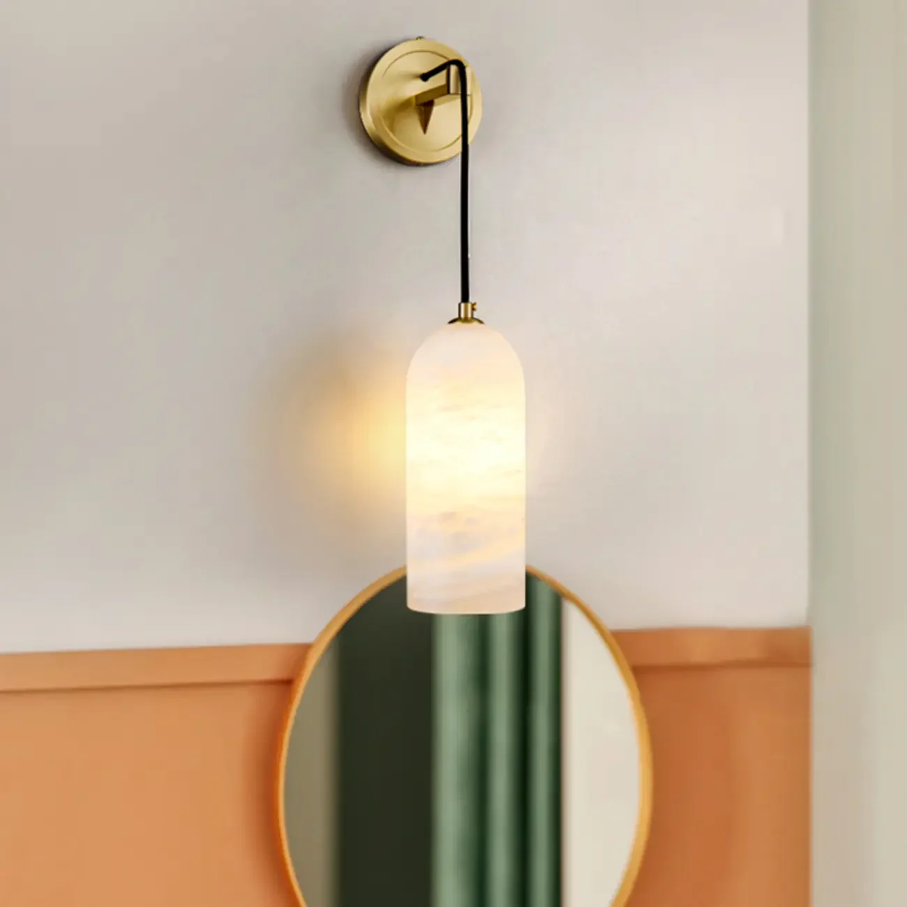 Modern Suspended Cylinder Stone Wall Sconce LED for Bedroom