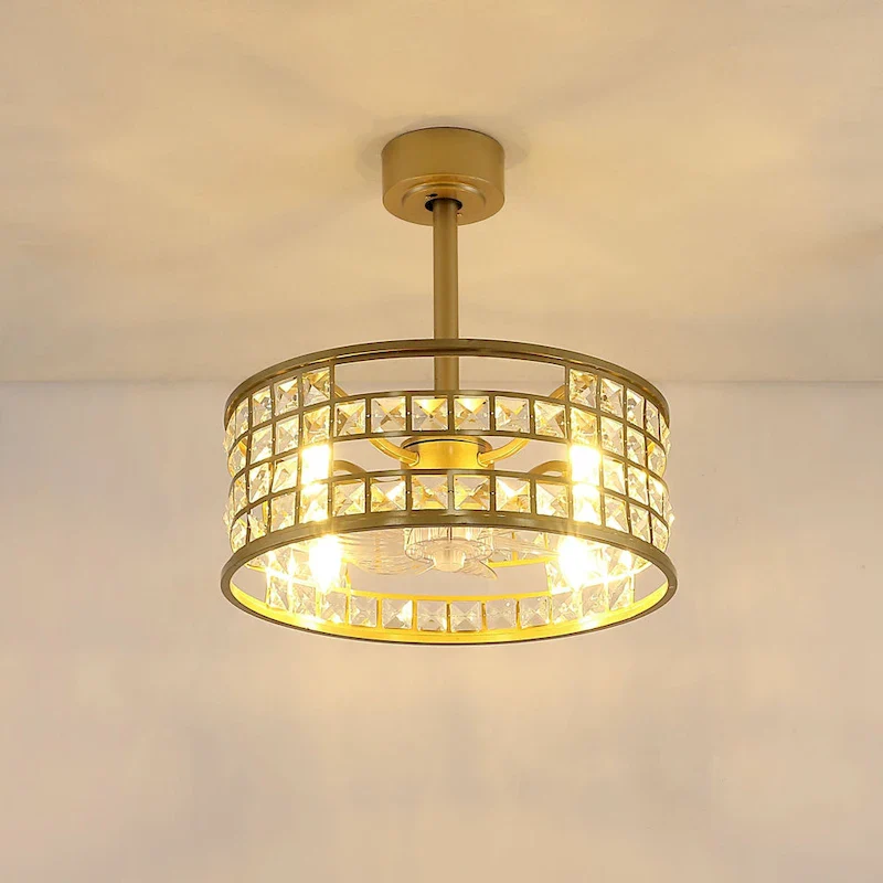 GetLedel 18-in Crystal Chandelier Ceiling Fan with Remote and Light - 18