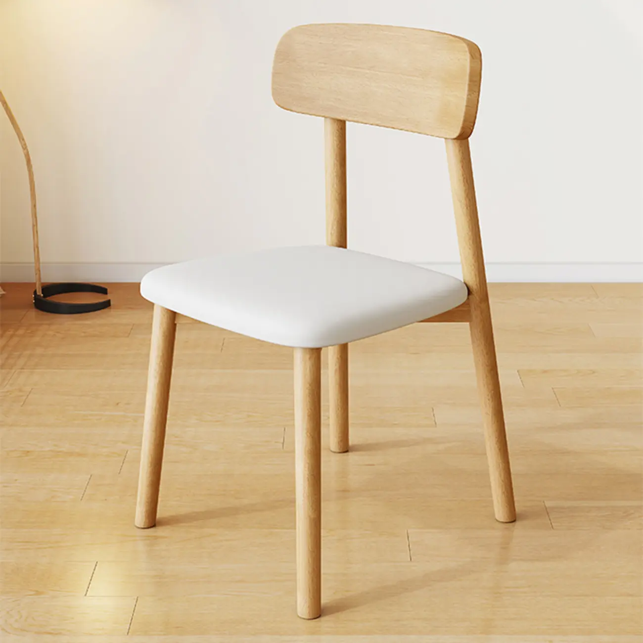 Nordic Armless Wooden Upholstered Open Back Dining Chair