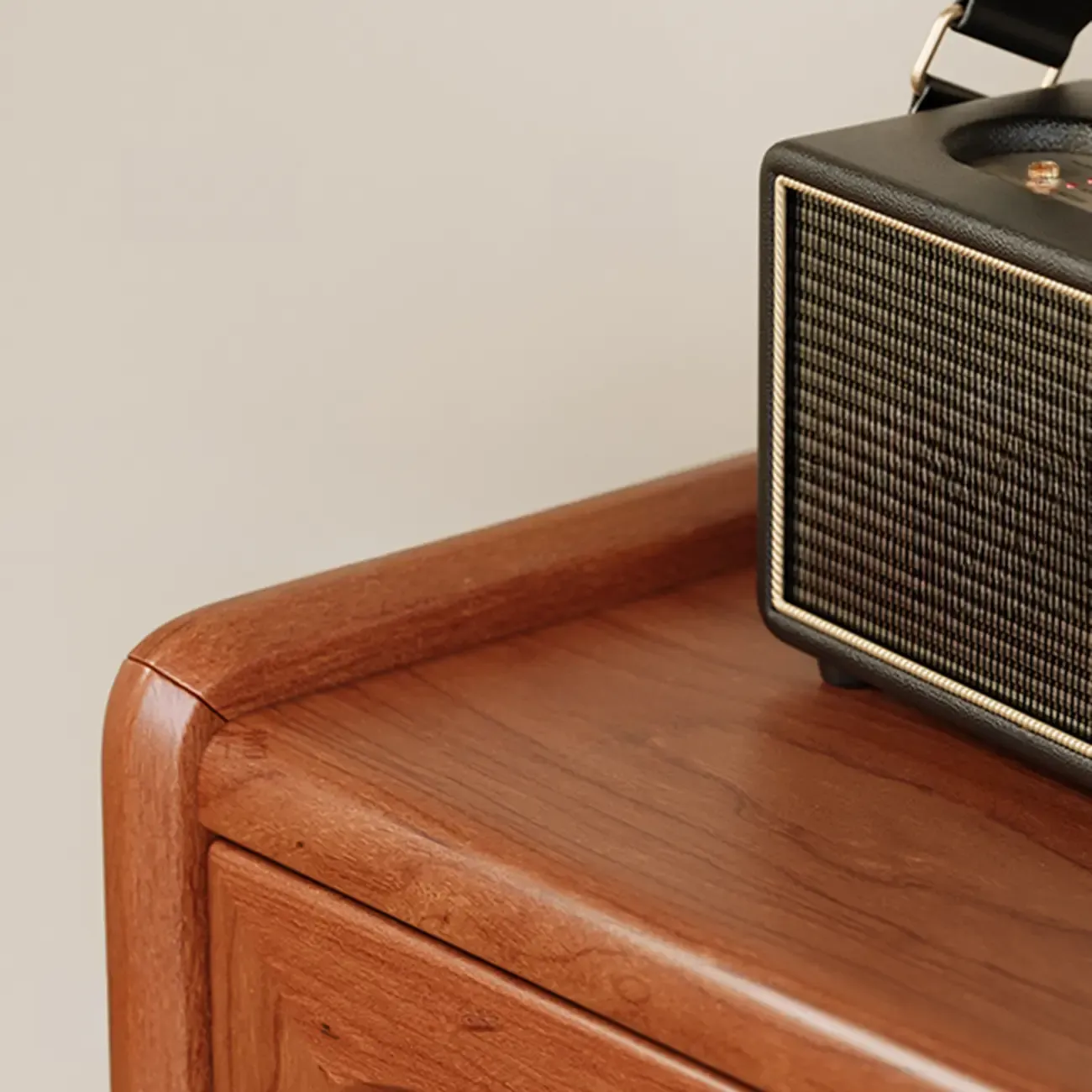 Narrow Brown Marble Countertop Wooden Display Buffet