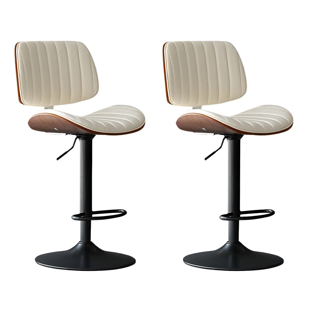 Modern Faux Leather Adjustable Swivel Bar Stools
