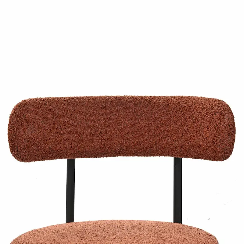 Boucle Dining Chairs,Mid-Century Modern Curved Backrest Chair,2 PCS