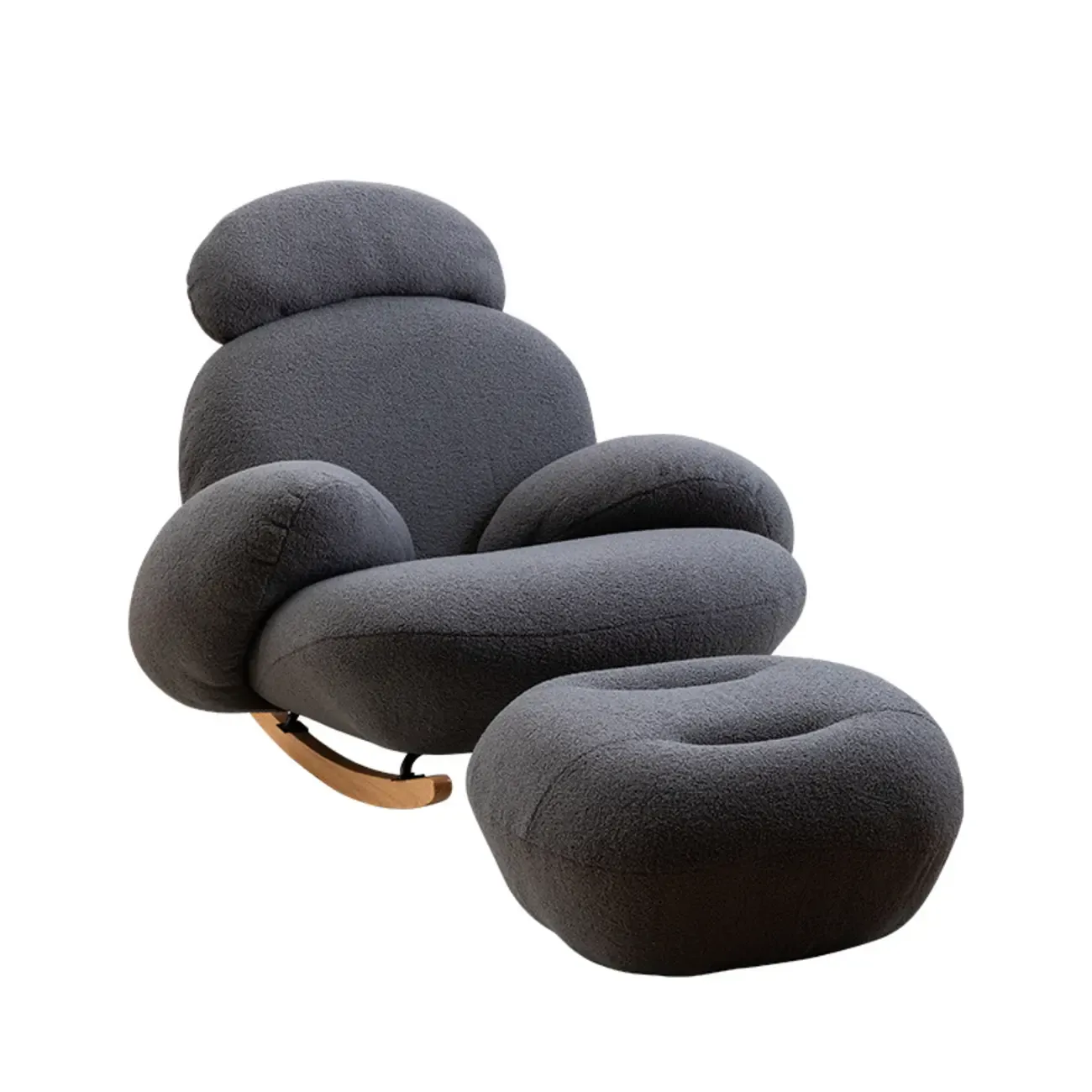 Upholstered Round Arm Rocking Chair with Optional Ottoman