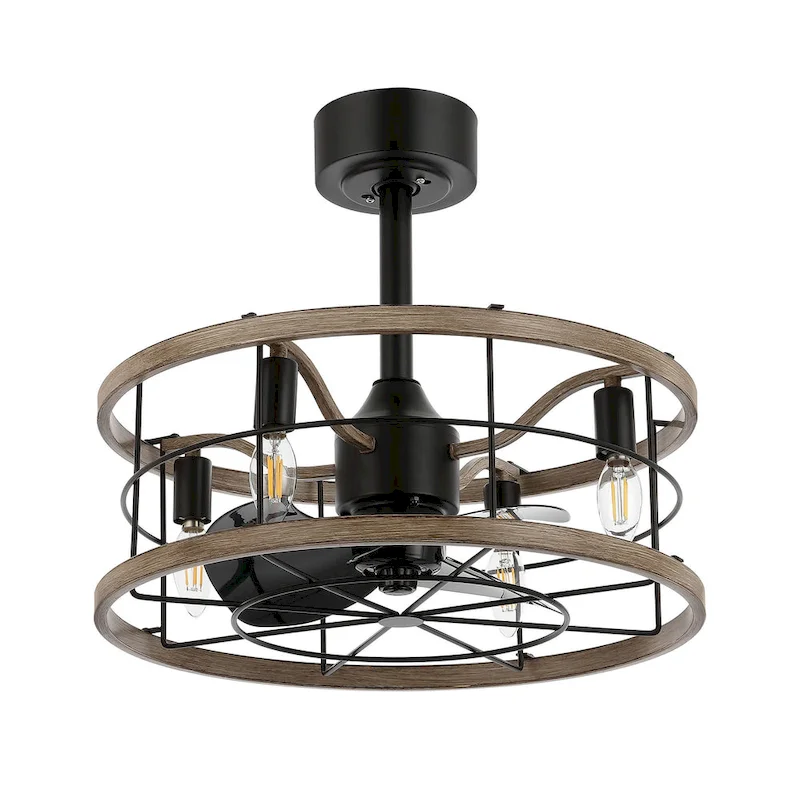 GetLedel 18-in Industrial Caged Ceiling Fan with Remote Control and Light Kit