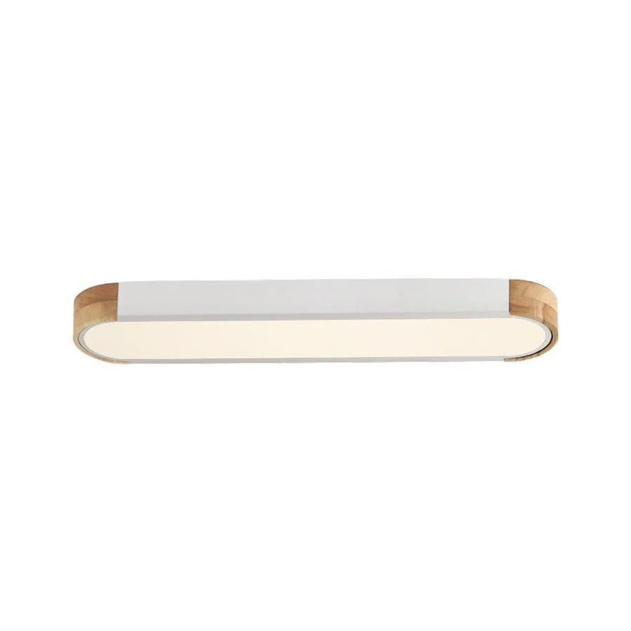 Farmhouse Wood Long Oval Dimmable LED Flush Mount - 37 3000k/6000k