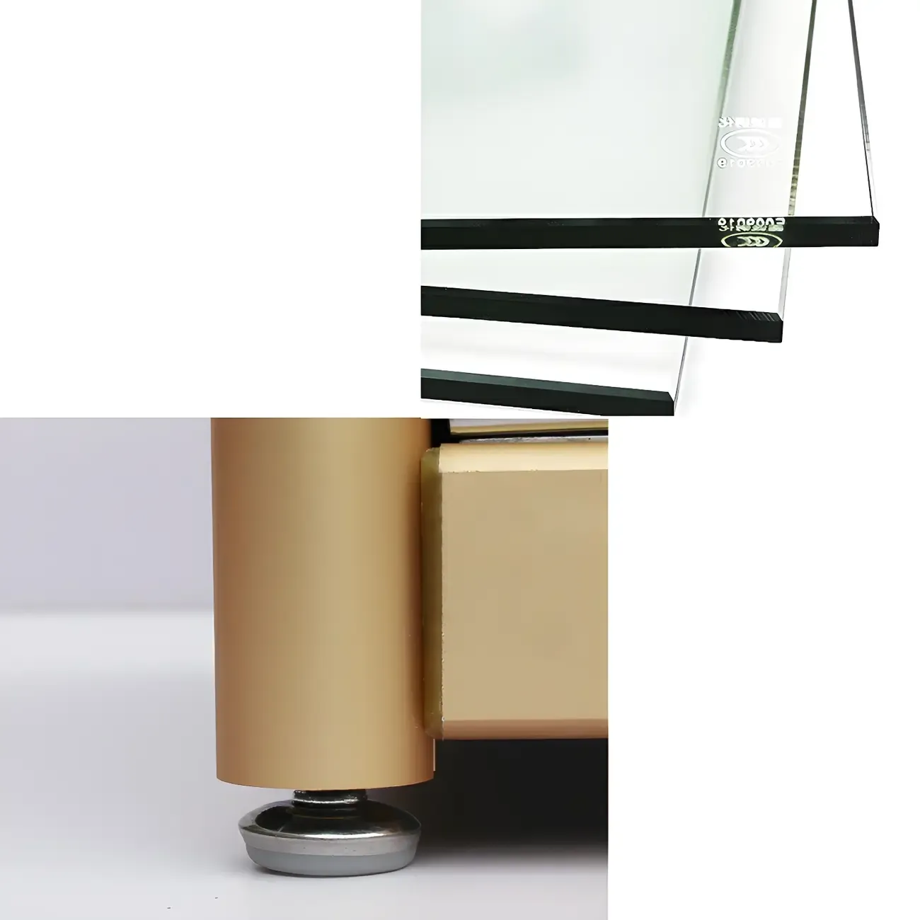 Gold Rectangular Metal Frame Glass Curio Cabinet