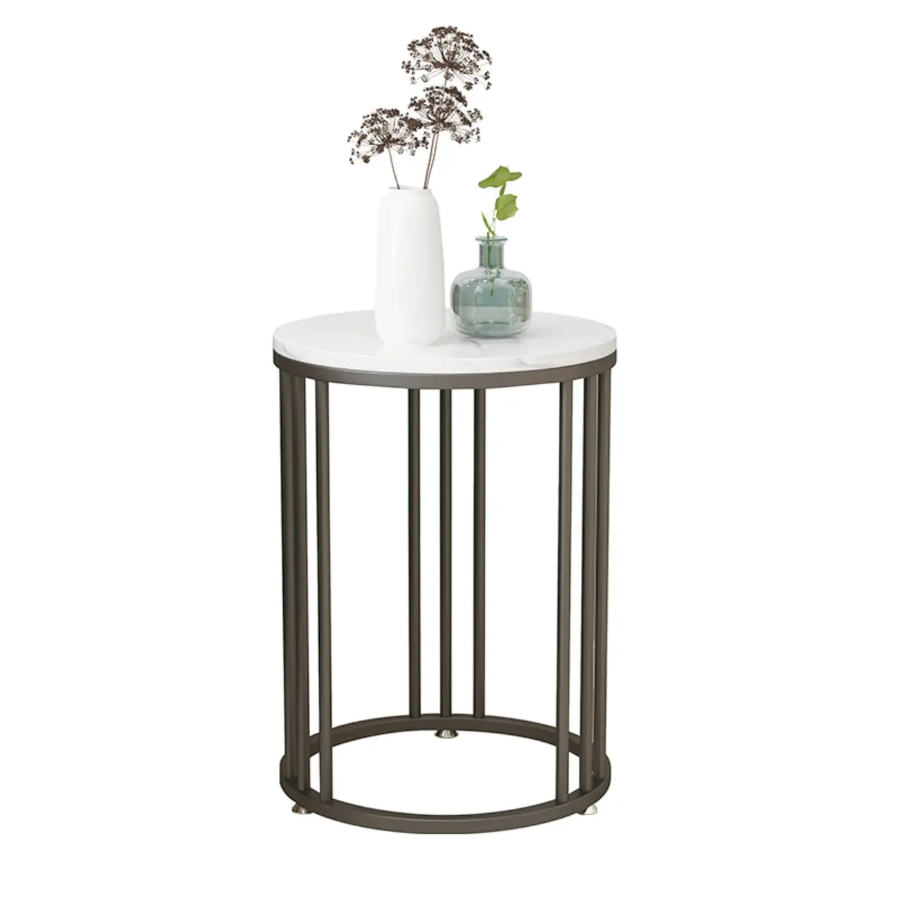 Modern Gold Metal Round 2 Tiers Side Table for Living Room