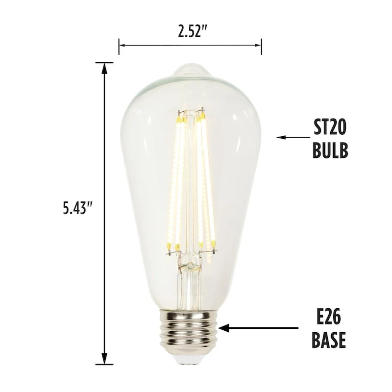 Westinghouse Lighting 4.5-Watt (40-Watt Equivalent) Clear ST20 Dimmable Filament LED Light Bulb, Medium Base, 6 Pack - 6-Pack