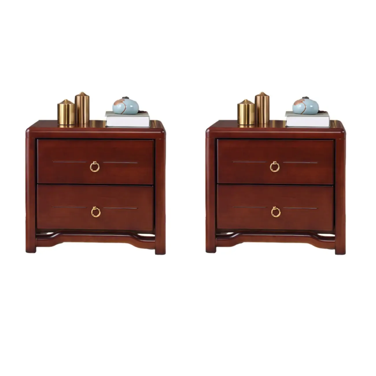 Bedroom Black Wooden 2-Drawer Narrow Nightstand