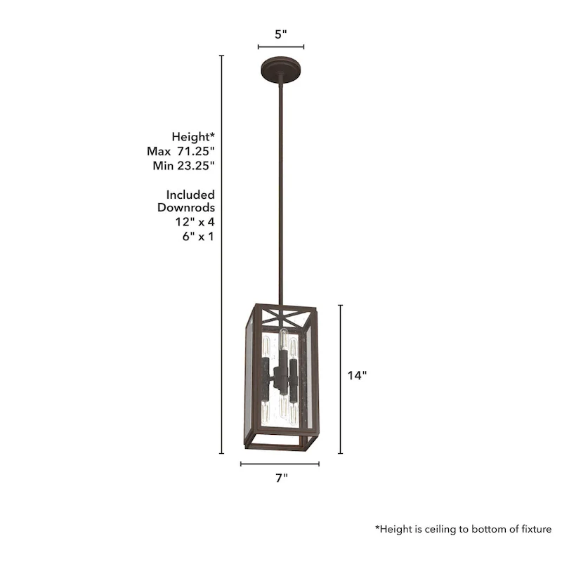Hunter Felippe 6-Light Pendant w/Clear Seeded Glass, Modern Farmhouse, Industrial - Island, Dining, Entry, Bedroom, Hallway