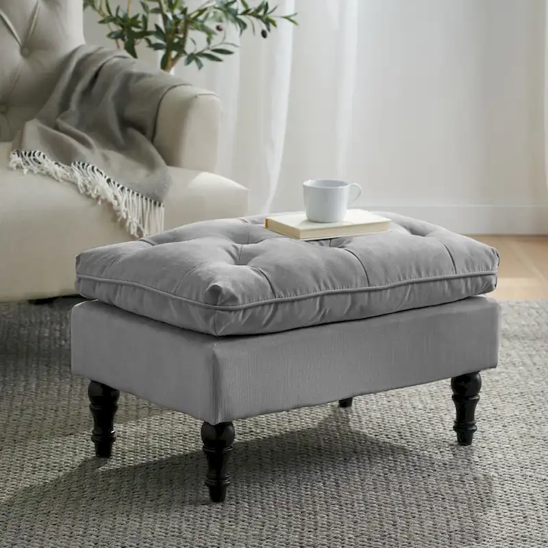 Jeremy Modern Tufted Fabric Pillow Top Ottoman by Christopher Knight Home