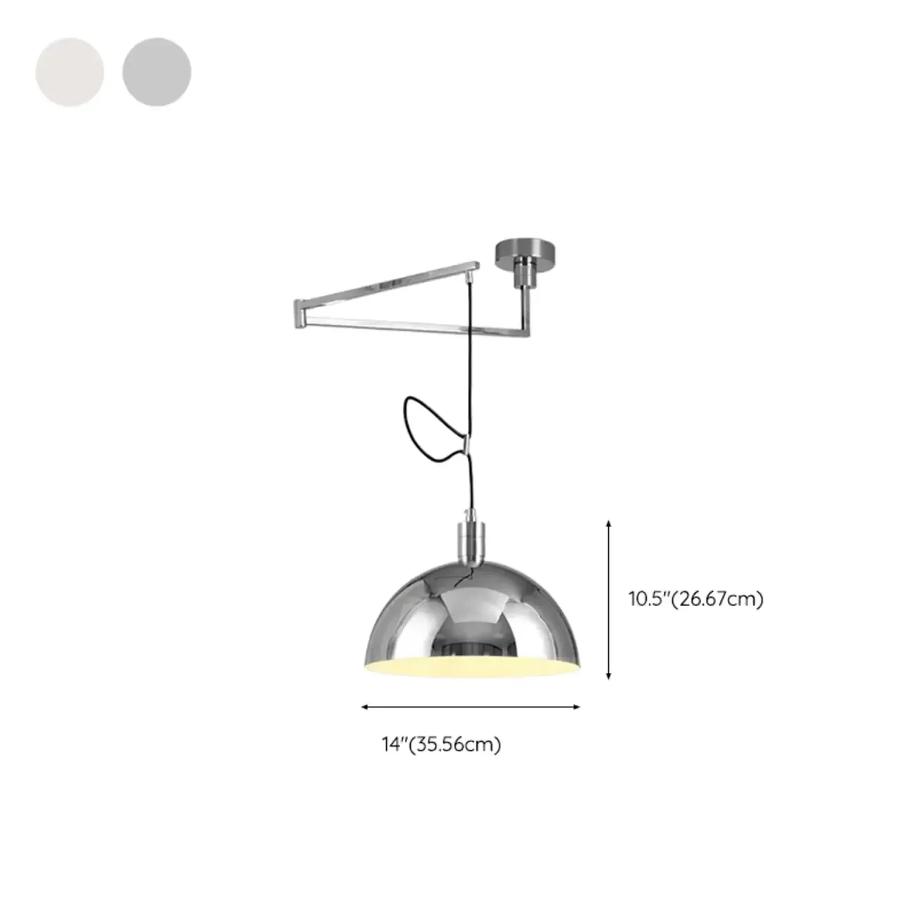 Adjustable Chrome Dome Swing Arm Kitchen Pendant Light from