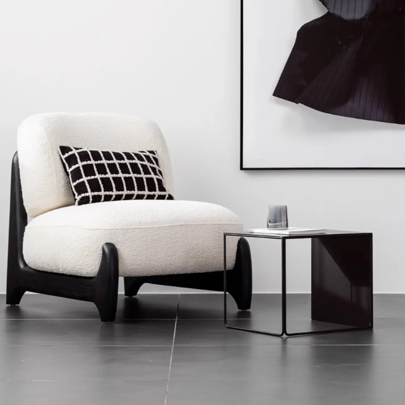 Modern Fabric Black Slipper Chair with Cushion