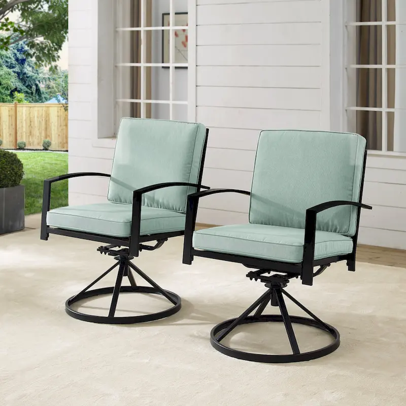 Crosley Kaplan 2Pc Outdoor Dining Swivel Chair Set - 24.75W x 25D x 37H
