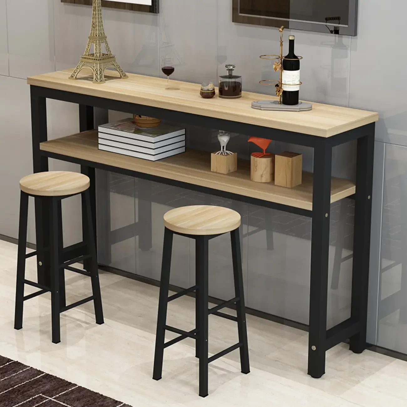 Modern Reddish Engineered Wood Bar Tables
