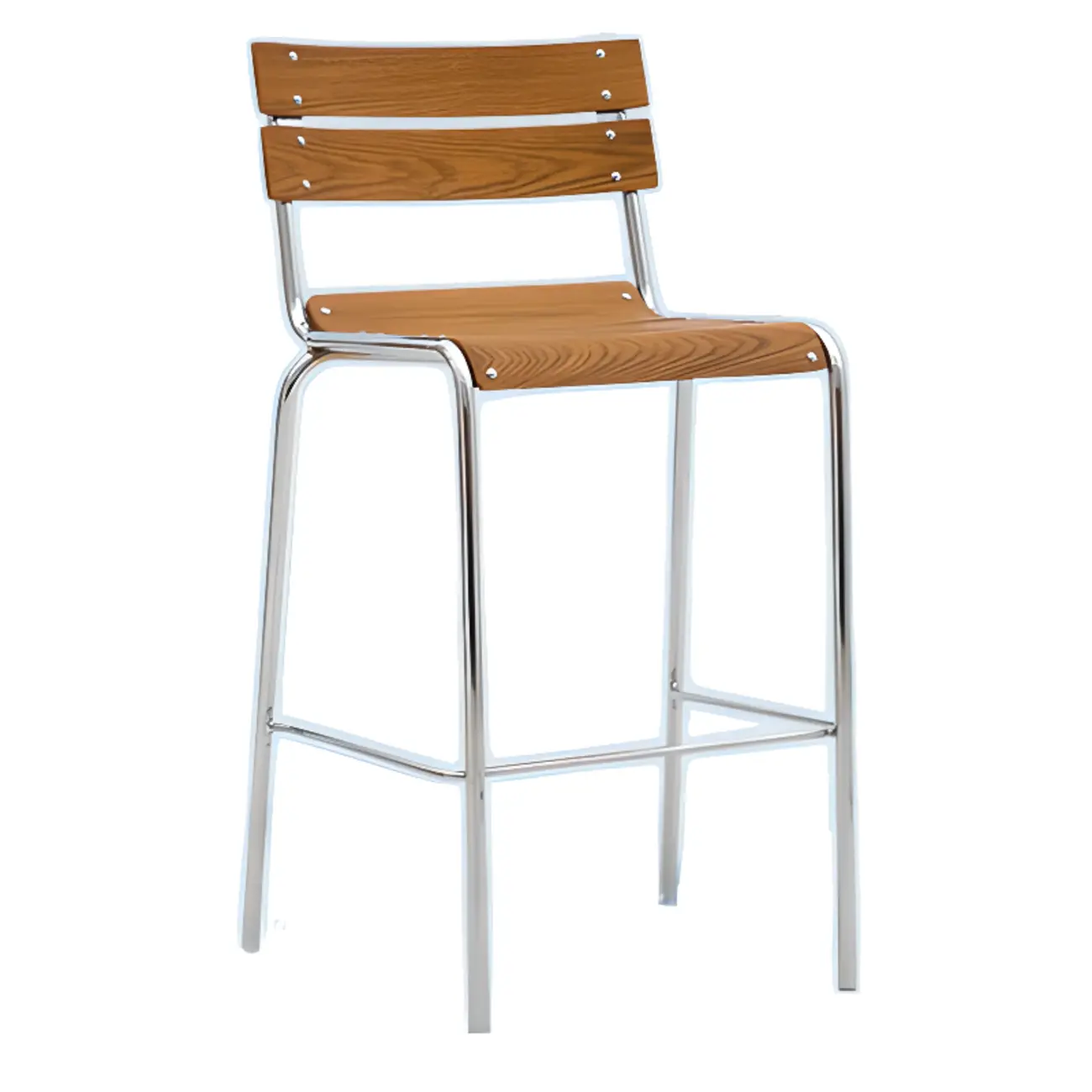 Industrial Brown Wood Rectangle Stackable Bar Stools with Back