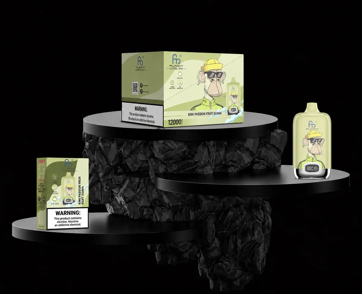Fumot Digital Box 12000 Kiwi Passion Fruit Guava Einzelgerät, Retail-Box und Display-Box