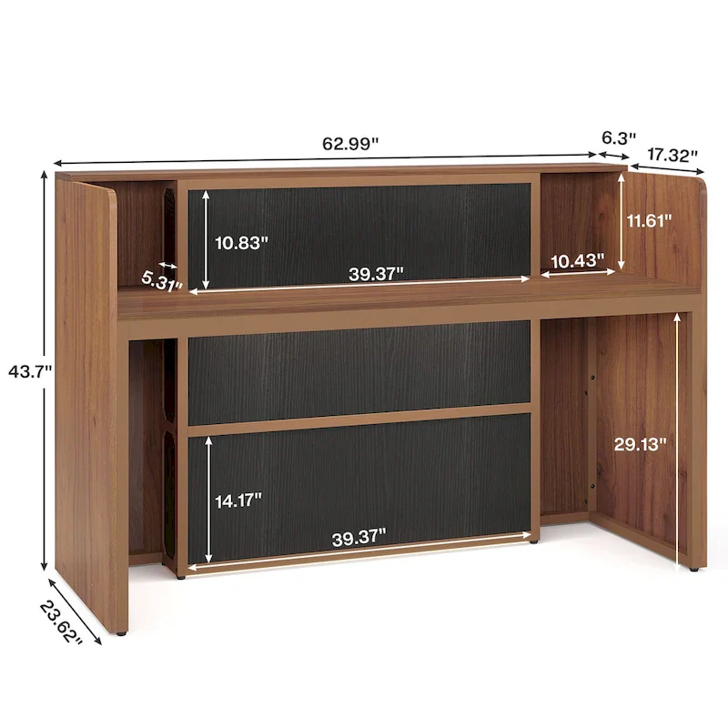 Reception Desk Front Desk with LED Lights,Large Reception Counter Table with Private Panels