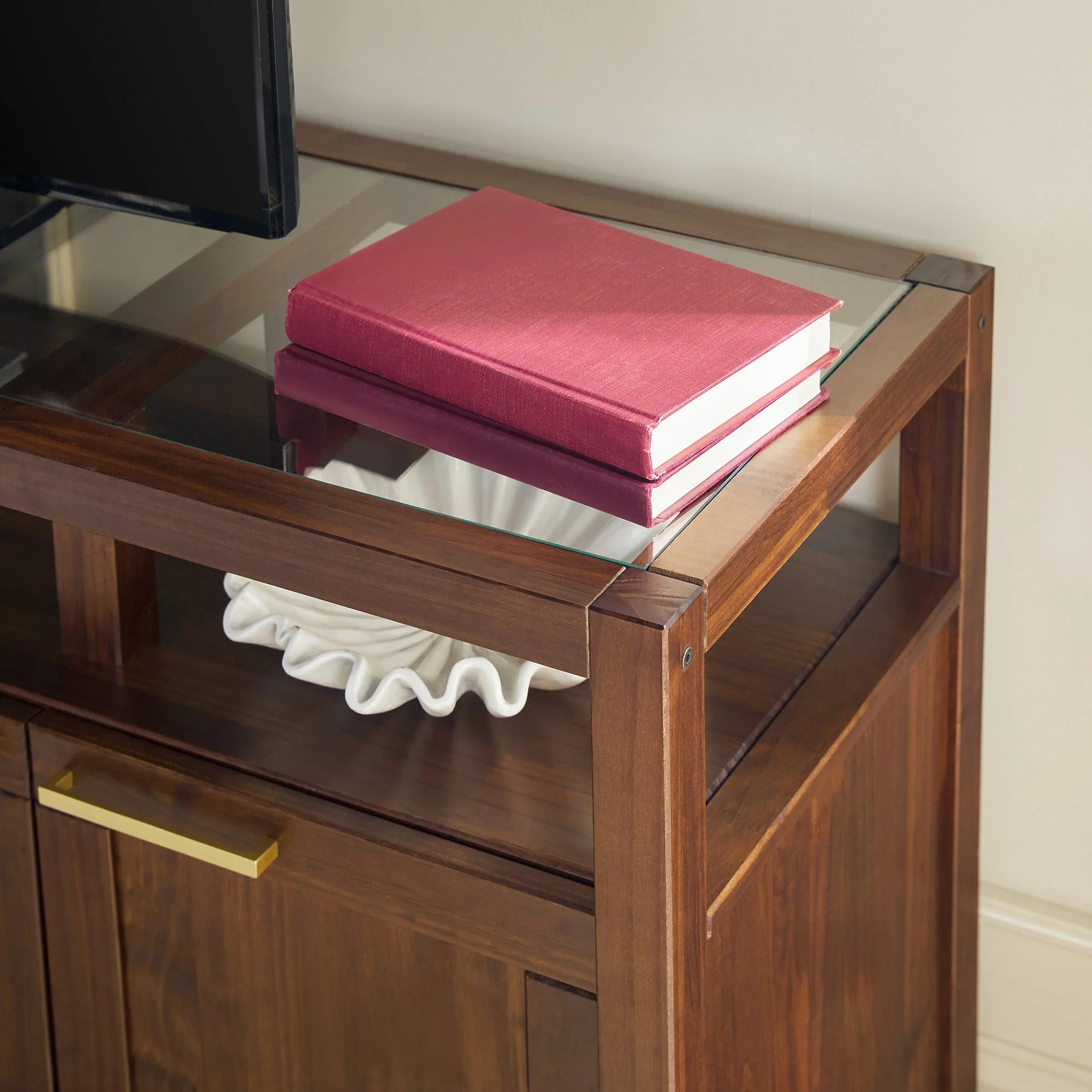 Isla Modern TV Stand with Glass Top