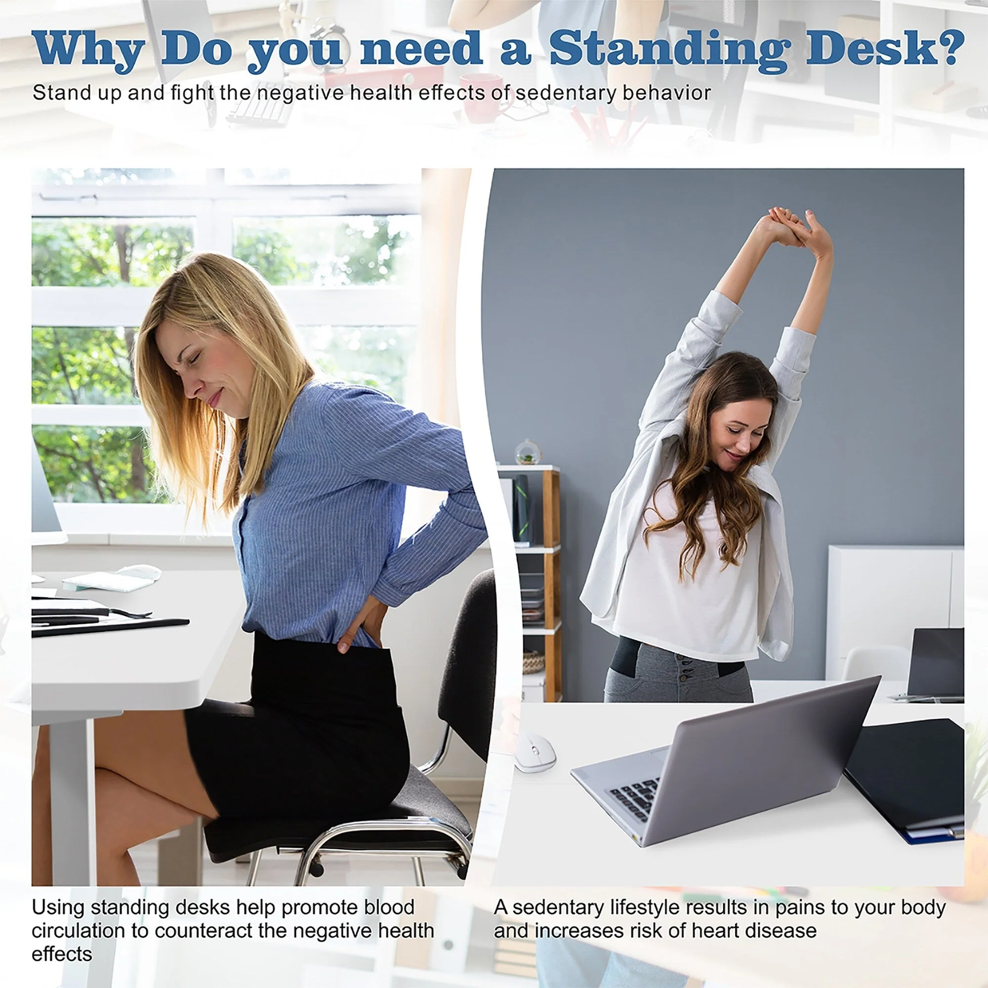 Futzca Height Adjustable Electric Standing Desk Sit Stand Computer Stand up Desk with Splice Board