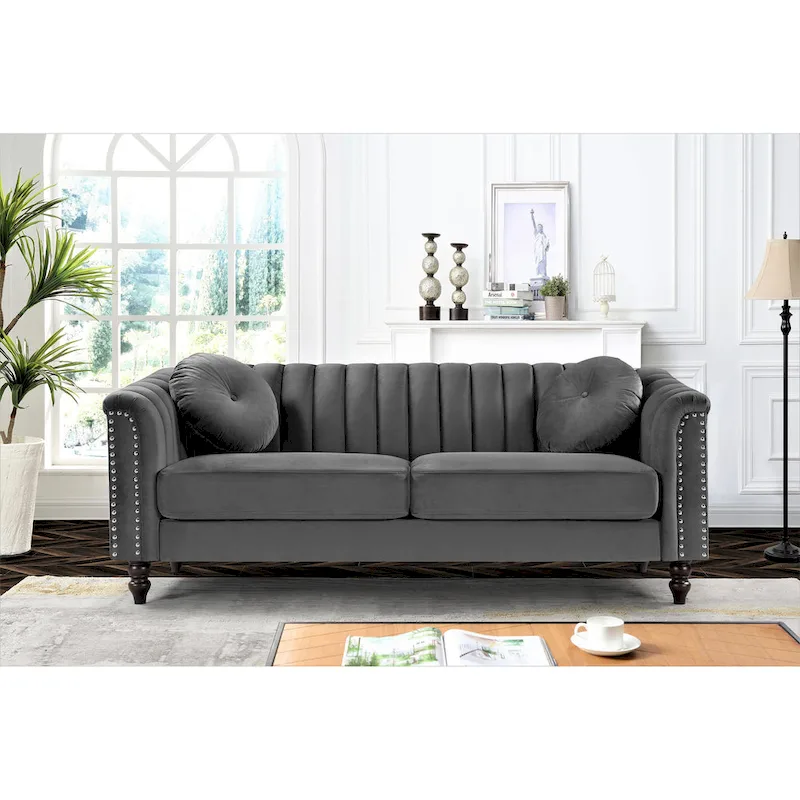 Hills Tufted Back Nailhead 75.2 Sofa