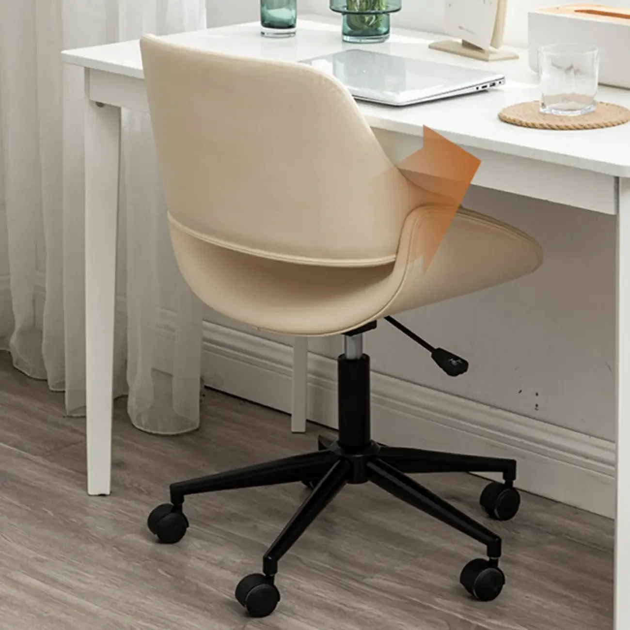 Open-Back Beige Office Chair with Casters