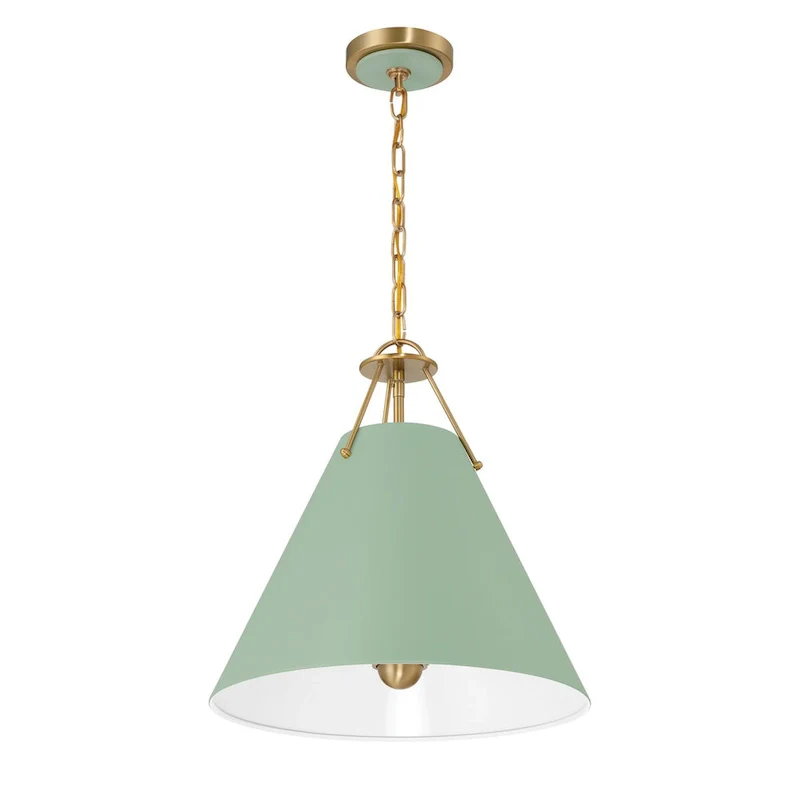 Xavier 3 Light Vibrant Gold and Green Pendant - 16 W x 16.5 H x 16 D