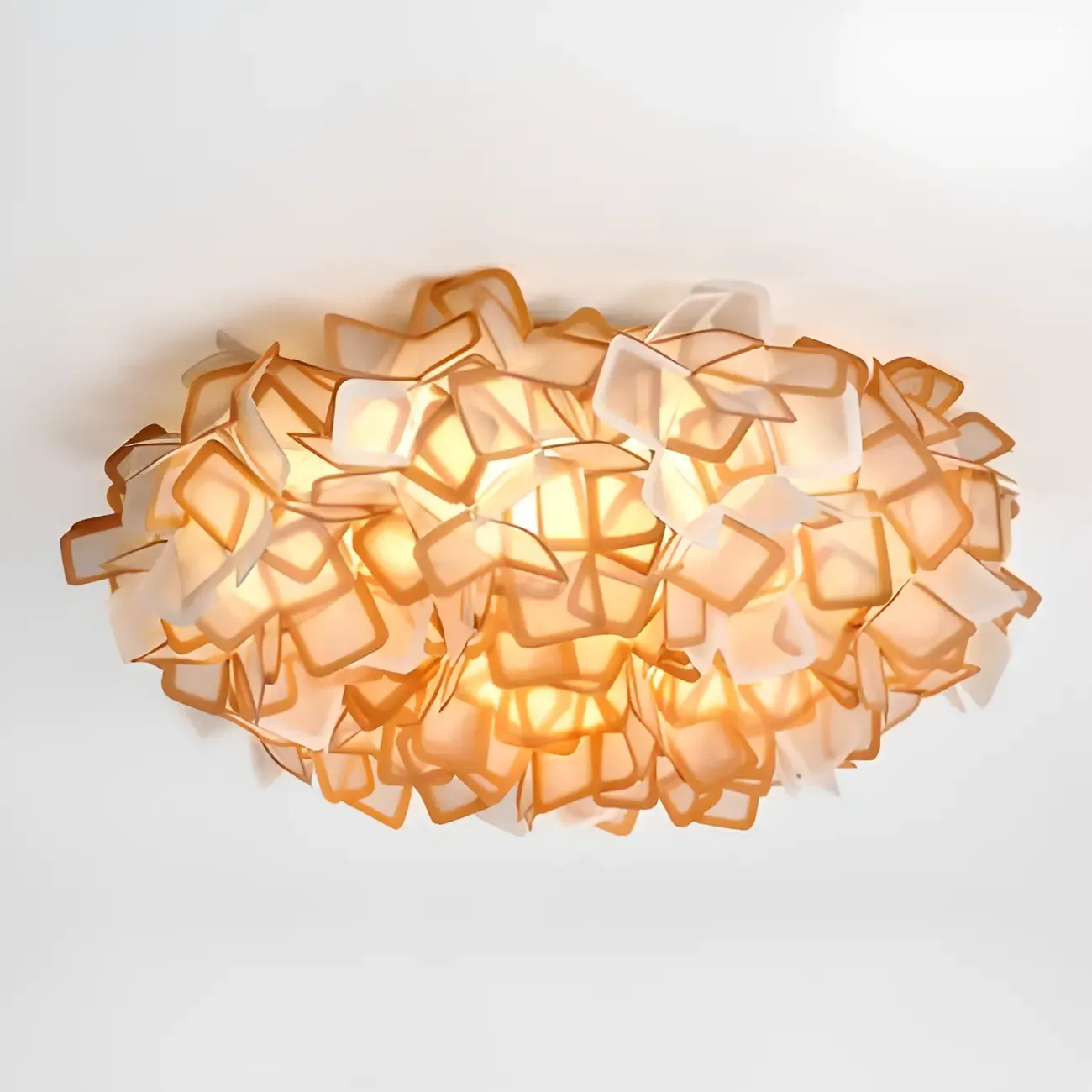 Art Deco White Geometric Plastic LED Flush Mount Ceiling Light