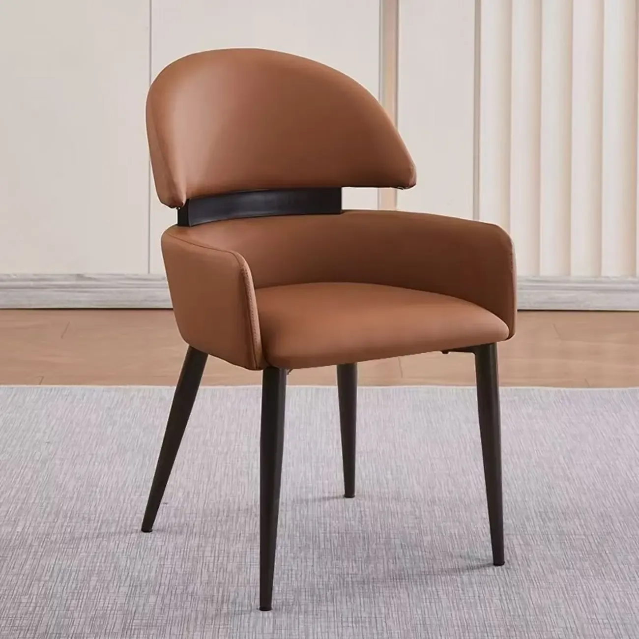 Scandinavian Swivel Brown Curved Back Dining Chairs