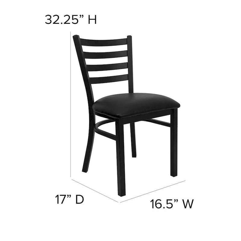 2 Pack Ladder Back Metal Restaurant Chair - 16.5W x 17D x 32.25H - 16.5W x 17D x 32.25H