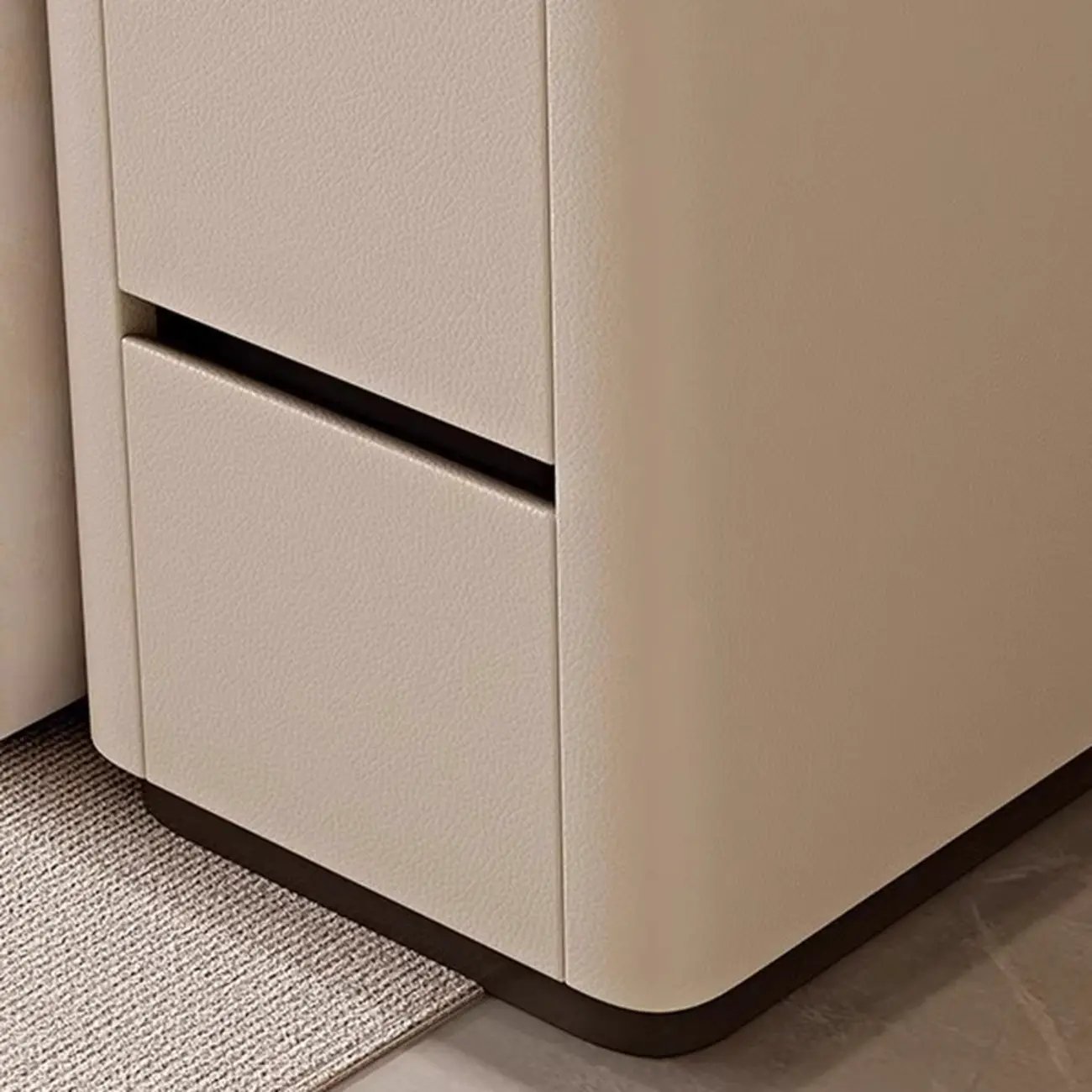 Elegant Rectangular End Table Marble Top and Leather Body